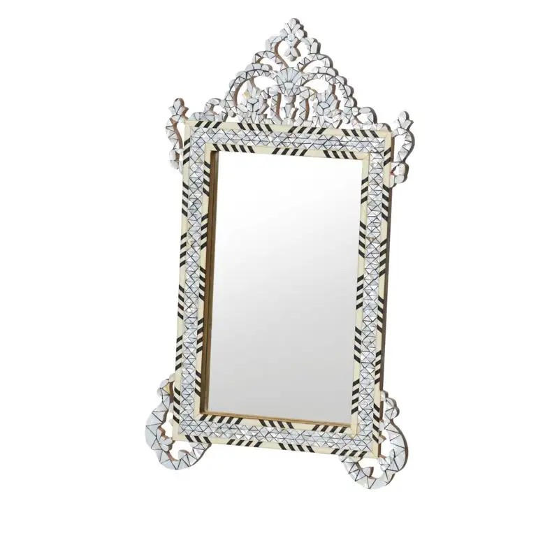 홈 컬렉션 럭셔리 거울 프레임 사용자 정의 모양 벽걸이 형 거울 뼈 상감 마무리 가정 및 호텔 장식