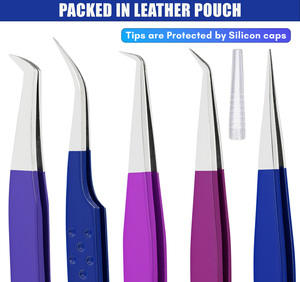 Pince à épiler pour cils incurvés en gros Extension de cils personnalisée Pince à épiler à pointe en fibre Pince à cils en acier inoxydable - Product Image 6