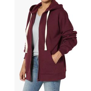 Sudadera con capucha de forro polar con cremallera y cuello en V para mujer, de manga larga, talla grande, de poliéster/algodón, ecológica, para invierno - Product Image 3