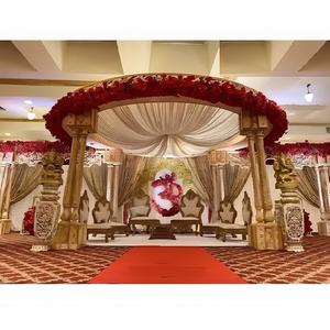 Mandap Redondo de Tres Pilares para Bodas, el Mejor Conjunto de Mandap para Bodas, Gran Mandap de Madera Tallada para Matrimonios Hindúes, Fabricante en Reino Unido - Product Image 1