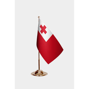 Drapeau des Tonga imprimé numériquement pour le bureau avec mât en aluminium - Product Image 2