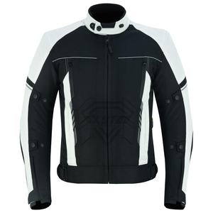 Chaquetas de Motociclista para Hombre en Blanco y Negro, Chaqueta de Motociclista de Carreras Cardura, Chaqueta Textil para Motocicleta y Automovilismo - Product Image 1