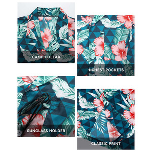 Custom Blue Lapel Slim Fit <b>Hawaiian</b> Print Summer Casual Men's Youth <b>Shirt</b> - Product Image 5