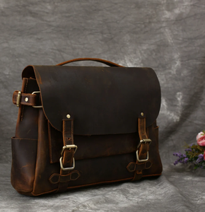 Shoulder Crossbody Bag Monogram Leather Anniversary Gifts Cross Body Computer Sling Gifts for Him Leather <b>Briefcase</b> Man - Product Image 1
