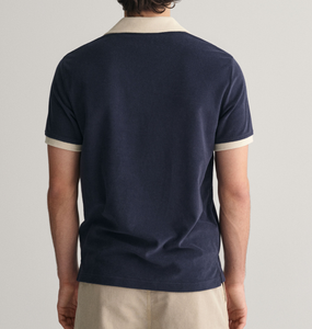 Tissu éponge 100% coton pour polo à boutons avec couleurs contrastées, respirant, motif brodé, approvisionnement ODM - Product Image 2