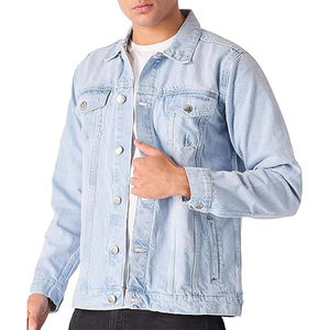 Meilleure vente veste en jean personnalisée pour hommes toile de haute qualité saison d'hiver coton lavé bleu Jean veste directe en gros 2026 - Product Image 5