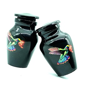 Petites urnes Mini petite urne de crémation en bleu et noir funérailles pour animaux de compagnie ou urne de cendres humaines pour souvenirs Miniature - Product Image 1