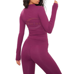 Veste de sport d'hiver longue en maille respirante, coupe ajustée, séchage rapide, fermeture éclair légère pour femme, fournisseur OEM sous marque privée - Product Image 3