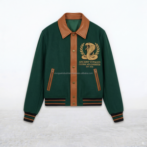 Veste universitaire unisexe en molleton épais avec logo personnalisé, style vintage, broderie et impression, doublure en polyester - Product Image 2