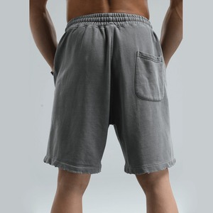 Pantalones cortos de sudor lavados con ácido informales personalizados para hombre, cintura elástica con cordón sólido, bolsillos, 100% algodón, comodidad de moda sostenible - Product Image 4