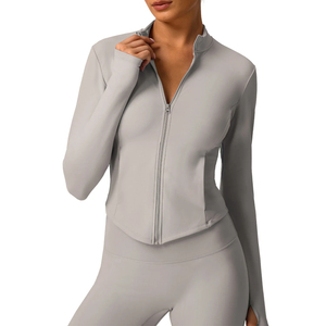 Wholesale Fitness Clothing Full Zipper Fleece Sports <b>Jackets</b> Women Custom logo Fitness Gym <b>Yoga</b> <b>Jacket</b> Women - Product Image 6