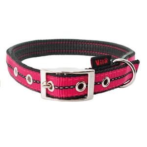 Quality Classic Solid Comfortable Safety Reflective Nylon Webbing <b>Padded</b> Wholesale Dog Collar with Metal Buckle - Product Image 1