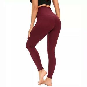 Wholesale Custom High Quality Active Wear Gym Fitness Customs Sports <b>Leggings</b> Women Spandex Polyester Burgundy Color <b>Legging</b> - Product Image 4