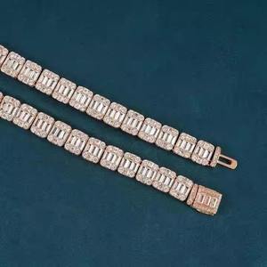 Hiphop 925แข็งเงินสเตอร์ลิงประดับเพชรตัดออกจาก VVS Moissanite หินสี่เหลี่ยมโซ่เทนนิสสำหรับผู้หญิงผู้ชายเครื่องประดับที่ดี - Product Image 4