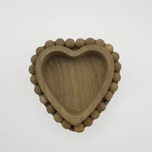 Bol à pâte en forme de cœur perlé en bois d'acacia Design vintage Bougeoir artisanal écologique Cadeau Saint Valentin Vente en gros - Product Image 2