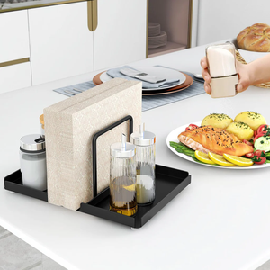Space-Saving Metal Napkin Dispenser <b>Spice</b> <b>Jar</b> Rack Black Home Tabletop Countertop Countertop Convenient Standing Tissue Boxes - Product Image 5