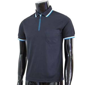 Camiseta Nueva Moda Color Azul Marino Antiarrugas Casual con Cierre 100% Algodón para Hombre - Product Image 2