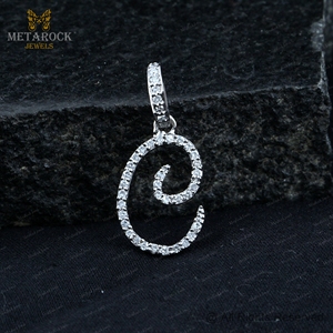 Solide 14k Or Blanc C Initial Pendentif Pave Diamant C Lettre Bijoux Top Qualité Nouveau Design Or C Pendentif Collier - Product Image 2