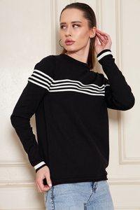 Blouse en tricot rayée à col rond et manches longues pour femme, confortable et élégante, respirante, de haute qualité, service OEM - Product Image 6