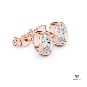 Rose <b>Gold</b> Oval Lab Grown Diamond <b>Pendant</b> and Earring Set in 18K <b>Solid</b> <b>Gold</b>, 2.50 TCW Minimalist Bezel Jewelry Set - Product Image 4