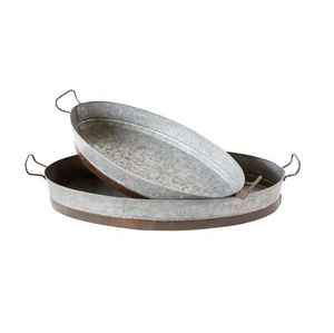 Plateau de service en acier inoxydable plaqué argent, design classique, écologique, rectangulaire, poli, compatible lave-vaisselle, pour la maison, le restaurant, les mariages - Product Image 2