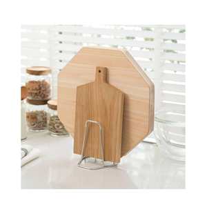 Support de planche à découper debout en acier personnalisé avec organisateur de couteaux et pièce design d'aspect et utilisation à la main - Product Image 5