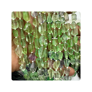 Hilo de 8 pulgadas de calidad superior de cuentas de piedra de fluorita verde facetadas sueltas lisas pepitas de piedras preciosas naturales para la fabricación de joyas - Product Image 6