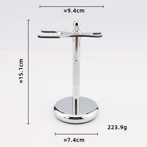 Juego de Soporte para Brocha y Maquinilla de Afeitar de Acero Inoxidable de Primera Calidad para Hombre - Product Image 3