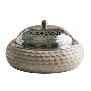 Olla Caliente de Metal con Acabado de Resina, Forma Redonda, Diseño de Lujo, Cazuela de Diseño, Nuevo Calentador de Comida de Metal de Diseño Elegante - Product Image 1