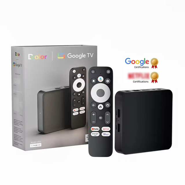 TOP GOOGLE CERTIFIED SMART TV BOX Android 14 DColor GD2 set top box 4K best price 2gb 32gb Amlogic S905Y4-B Google TV standard