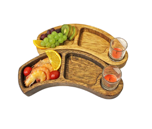 Haute vente plateau de service en bois de manguier conception unique de feuille d'arbre fini écologique pour le plateau de service de nourriture de mariage - Product Image 4