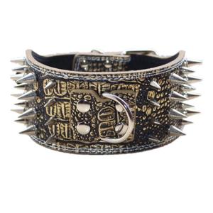 Harnais en cuir véritable Collier pour chien à pointes Rivet en cuir noir pour petits, moyens et grands chiens Chats Chihuahua Colliers pour chiens taureaux - Product Image 1