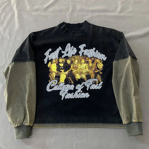 Nouveauté T-shirt Homme surdimensionné à manches longues en coton 100% double couche, lavage à l'acide, impression sérigraphique de qualité supérieure avec logo personnalisé - Product Image 4