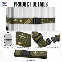 Sangle de bagage en sangle élastique rayée avec logo personnalisé, robuste, réglable, avec boucle à dégagement rapide, antidérapante