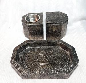 Vintage Style <b>incense</b> burner Holder set of 3 With Tray for <b>cone</b> and stick <b>incense</b> Holder with Brass Overlay Pattern Holder Set - Product Image 6