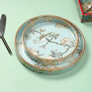 ถาดกลมเคลือบไม้ MDF ดีไซน์แฟนซีคุณภาพระดับพรีเมียมสําหรับงานแต่งงานและใช้ในบ้านในราคาขายส่งจากอินเดีย - Product Image 4