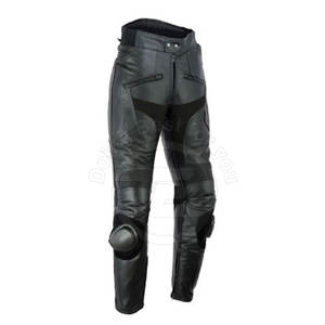 Fabrication de pantalons de moto pour hommes en cuir véritable couleur noire adultes portent des pantalons de moto de sécurité en plein air - Product Image 4