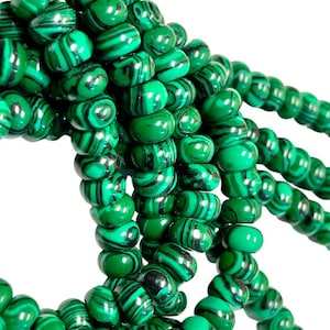 8-10mm Green Malachite Gemstone <b>Beads</b> Rondell Shape <b>Beads</b> Healing <b>Loose</b> Gemstone for Jewelry Making <b>Loose</b> <b>Beads</b> Strands Necklace - Product Image 4