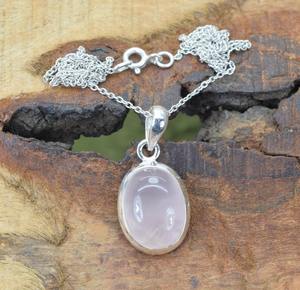 Colgante de piedras preciosas de cuarzo rosa de Plata de Ley 925, joyería colgante de estilo bohemio hecha a mano, joyería para mujer, regalo de boda para esposa - Product Image 4