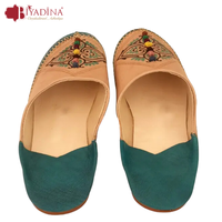 Babouche Marocaine Bleu Turquoise en Cuir Véritable pour Femme, Chaussures Orientales à Design Traditionnel, Printemps Anti-Dérapant et Respirant