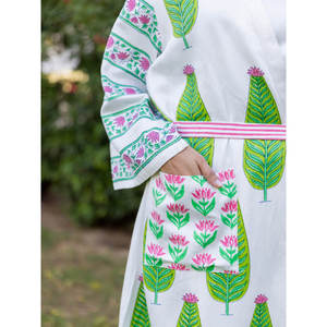 Bata de Baño de Algodón Swara para Mujer - Camisón Transpirable con Estampado Sólido para el Hogar - Product Image 3