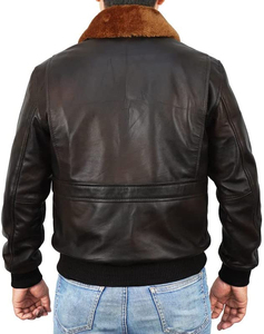 G1Distressed Brown 100% Genuine Cowhide Leather Aviator Bomber Flight <b>Fur</b> <b>Jacket</b> leather <b>jacket</b> men aviator bomber flight - Product Image 6