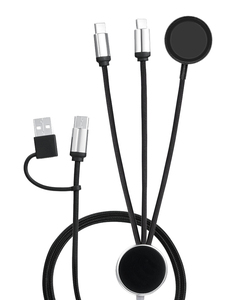 120cm nylon bện cáp <span class=keywords><strong>USB</strong></span> <span class=keywords><strong>3</strong></span>-in-1 ánh sáng lên cáp sạc hai đầu vào sáng dẫn ánh sáng Cáp sạc từ tính cho đồng hồ thông minh - Product Image 2