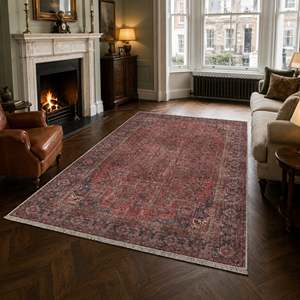 Netline Home Crisp Patina Deep Red Vintage Washable <b>Rug</b> - Product Image 3