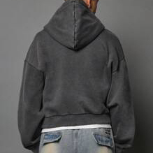 Nueva llegada logotipo personalizado de peso pesado Vintage Wash Hoodie Mens Acid Wash Hoodie Plus Size Men's Zip up Sudadera con capucha - Product Image 2
