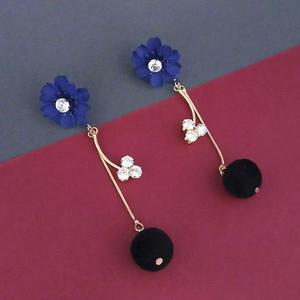 Araña de piedra austriaca Floral azul Urthn/pendientes de gota 1315708A oro blanco con piedra principal de perla para bodas - Product Image 1