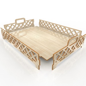 Plateau en bois avec bordure décorative Utilisation polyvalente pour servir l'organisation de la vanité et l'affichage de table festif - Product Image 1