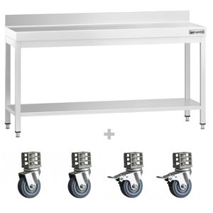 Commercial <b>Stainless</b> <b>Steel</b> <b>Table</b> with Upstand PREMIUM - 2000x600mm - with Undershelf - with Rear Upstand - Product Image 3