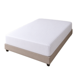 Drap-housse King Size 100% coton 160x200x30 cm blanc rayé satiné qualité hospitalière - Product Image 2