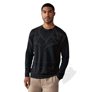 Highest Quality With Own Logo Breathable Unique Design Outer Wear Newest Design <b>Black</b> Regular Fit Long Sleeve Crew Neck T-<b>Shirt</b> - Product Image 1